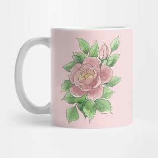 Pink Watercolor Rose Illustration Mug